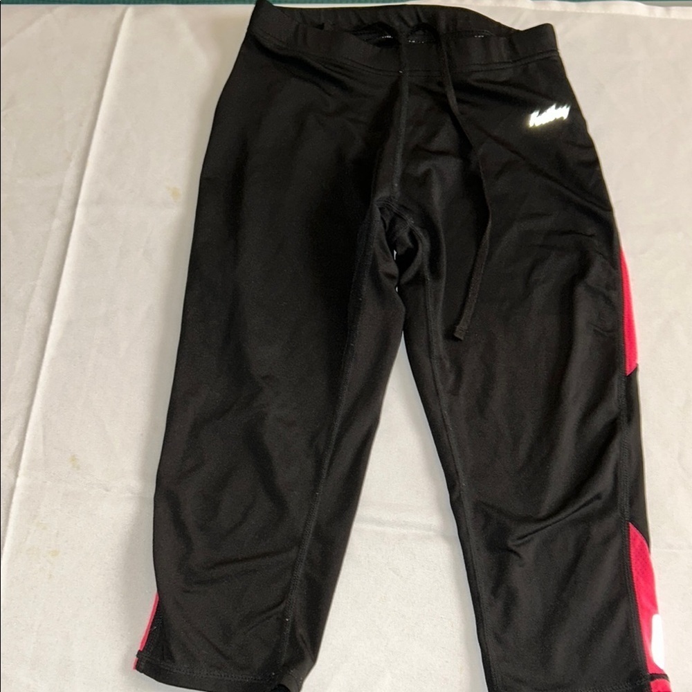 Black and Pink Athletic Leggings with Stretchy Fit